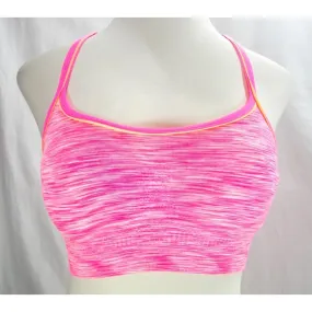 Everlast Wire Free Padded Racerback Sports Bra LARGE Fuschia Sun Space Dyed