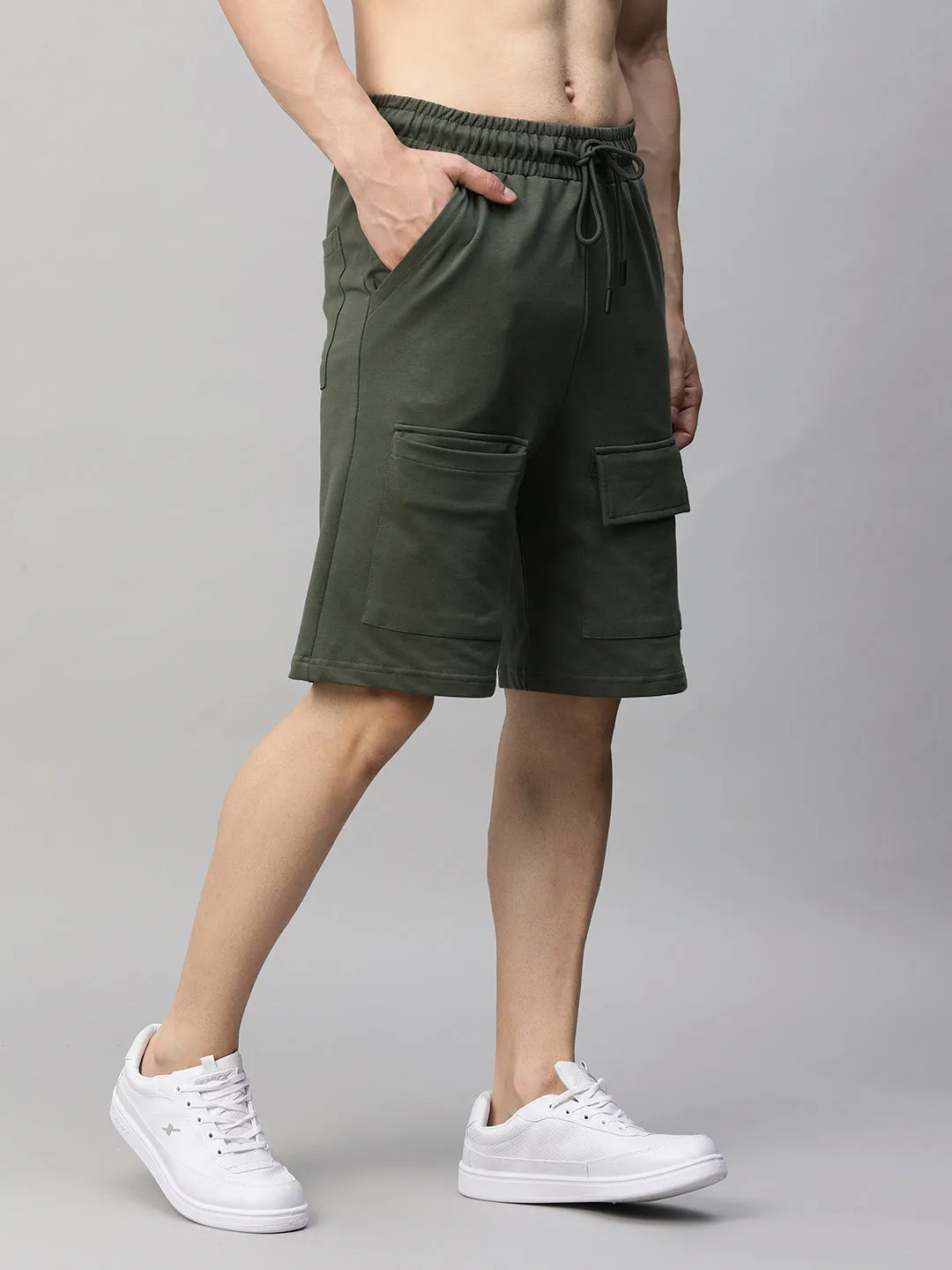 Mens Cargo Shorts - Olive Green