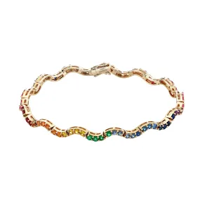 Scallop Rainbow Sapphire Tennis Bracelet