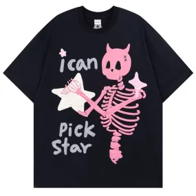 Skeleton Star Graphic Print T-Shirt