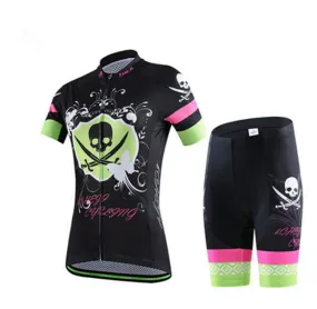 Tropical Skull Green Short Sleeve Cycling Jersey Set